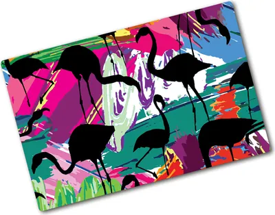 Produktbild von Tulup Glas Herdabdeckplatte - 80x52 cm - Glaskeramikkochfeld-Abdeckung Spritzschutz Glasabdeckplatte - Einteilig - Tiere - Flamingos - Mehrfarbig
