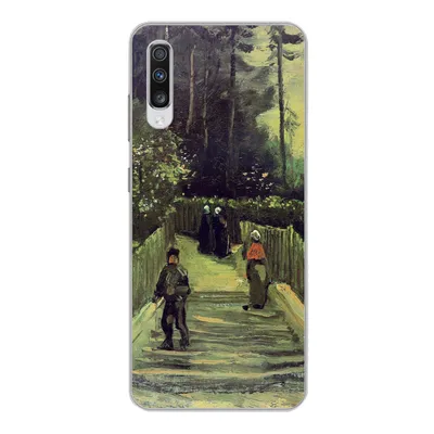 Produktbild von MuchoWow® Handyhülle Schutzhülle Hülle für Samsung Galaxy A70 Schräger Weg in Montmartre - Vincent van Gogh Silikon Softcase Handy Hülle - Schutzhaube