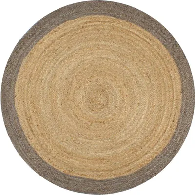 Produktbild von Teppich aus Jute mit grauer Bordüre, 120 cm - Haus & Garten
