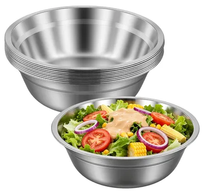 Imagen del producto de Juego de 10 platos y cuencos de acero inoxidable, 22 cm