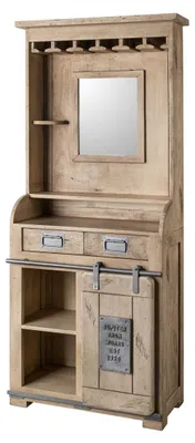 Immagine prodotto di MASSIVMOEBEL24 | RAILWAY #341 Mobile bar in legno di mango - laccato / whitewash 75x35x170