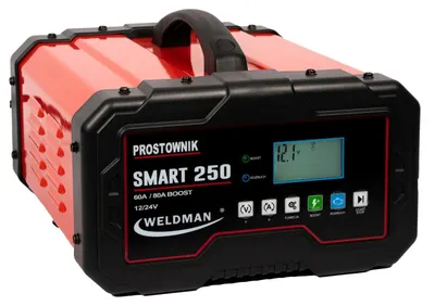 Image de WELDMAN, modèle SMART 250, chargeur inverseur 12V/24V avec démarreur, idéal pour les voitures et les camions, charge rapide et sûre,électronique, utilisation professionnelle