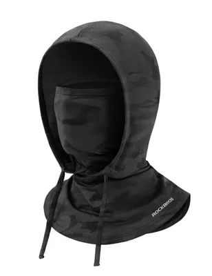 Produktbild von ROCKBROS Motorrad Sturmhaube Balaclava mit Kapuze atmungsaktiv UPF 30+ UV-Schutz Schlauchschal für Motorrad Fahrrad MTB Outdoor Schwarz