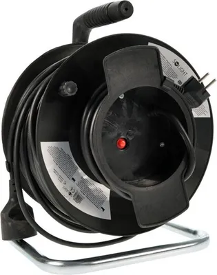 Zdjęcie produktu dla Przedłużacz Solight PB12 na szpuli, 1 gniazdo, 50 m, czarny kabel, 3x 1,5 mm2