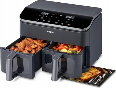 Zdjęcie produktu dla Cosori Dual Basket Chef Edition, Frytkownica na gorące powietrze, 8,5 l, 1 kg, 35 °C, 230 °C, Podwójny