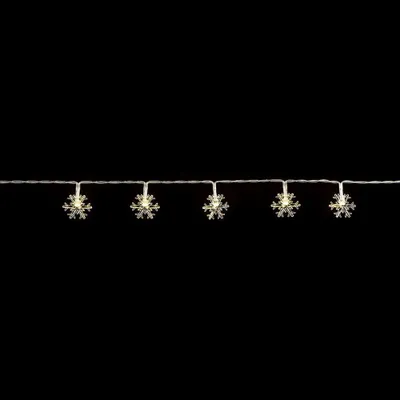 LED-Lichterkette Schneeflocken 10 LEDs warmweiß 165 cm Timer