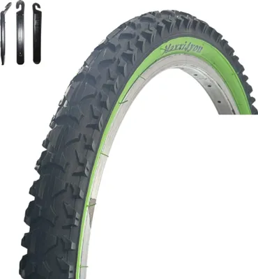 Immagine prodotto di 1 x maxxi4you HY-A109 Pneumatico per bicicletta Nero/Verde 54-507 (24 x 1,95) incl. maxxi4you Levagomme