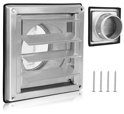 Obrázek produktu pro Ventilační mřížka o průměru 125 mm s ochranou proti hmyzu a zpětnou klapkou z nerezové oceli