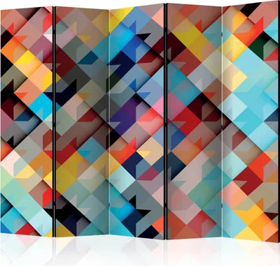 Produktbild von Akusticher Raumteiler Abstrakt Foto Paravent 225x172 cm beidseitig auf Vlies-Leinwand bedruckt Akustikschaum Trennwand Spanische Wand Sichtschutz Home Office geometrische Muster f-A-0365-z-c