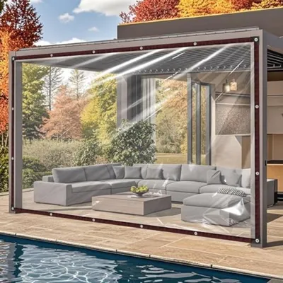 Produktbild von PromoHome® Transparentes Schutzplane 3x3 Meter mit verstärkten Ösen - wetterfestes Planen für Gartenmöbel, Pool, Pflanzendach