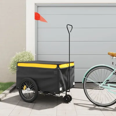 Produktbild von Design Fahrradanhänger Schwarz und Gelb 45 kg Eisen, Fahrradanhänger 2024 Neu