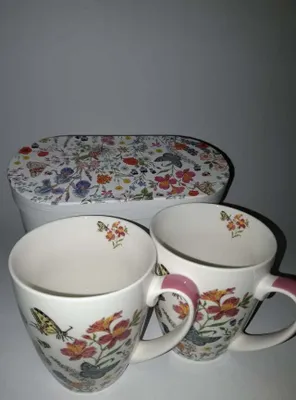 Produktbild von 2 Kaffeebecher, Nature Romance mit Geschenkbox, Blumen Blume Marienkäfer Garten