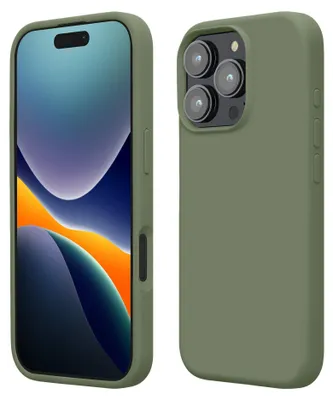 Produktbild von kwmobile Handyhülle für iPhone 16 Pro Max Hülle, für iPhone 16 Pro Max Case - Hülle Silikon - kabelloses Laden - Graugrün