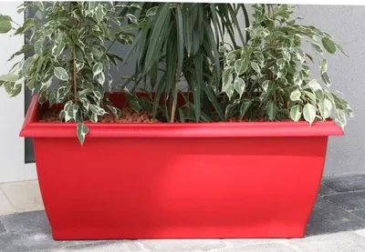 Image de Jardinière RIVIERA Evolution, 80 x 40 x 32 cm, 64 L, Rouge, Plastique, Avec Réserve d'Eau