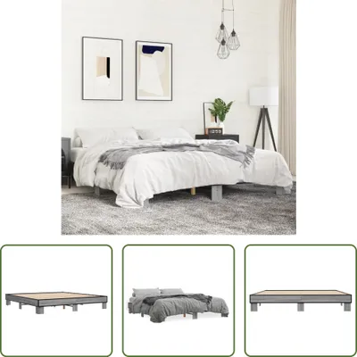 Produktbild von The Living Store Bettgestell Grau Sonoma 200x200 cm Holzwerkstoff und Metall