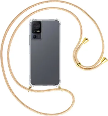 Produktbild von Handykette Backcover-Schutzhülle mit Band (Metall goldfarben) für TCL 40 SE (6.75'') - Goldkordel