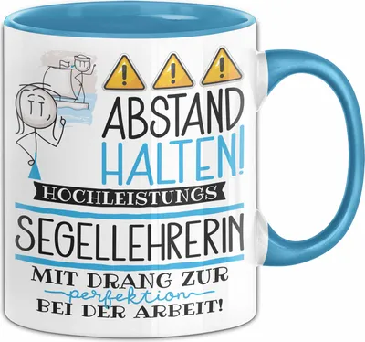 Produktbild von Segellehrerin Tasse Geschenk Lustig Abstand Halten Hochleistungs-Segellehrerin Mit Drang Zur Perfektion Bei Der Arbeit (Blau)