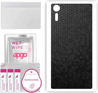 Produktbild von apgo Rückseite Schutzfolie, Skin, kompatibel mit Sony Xperia XZs, Hinten Displayschutzfolie aus Vinylfolie, kratzfest, einfache Montage - Schwarze Honigwabe