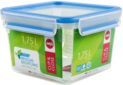 Produktbild von CLIP & CLOSE Frischhaltedose 1,75 Liter (transparent/blau, quadratisch)