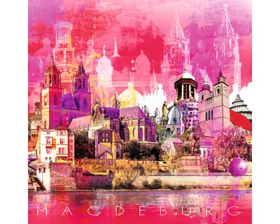 Produktbild von Glasbild Magdeburg Elbe Wahrzeichen IV 50x50 cm