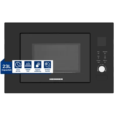 Productafbeelding van Heinner HMW-BI2360BK, Inbouw, Magnetron met grill, 23 liter, 800 W, Ingebouwd display, LED