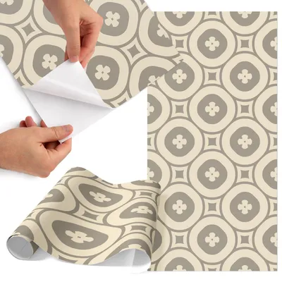 Produktbild von Möbelfolie 75x150 cm - Klebefolie Möbel - Selbstklebende Folie - Folie für Möbel - Möbelfolie Küche - Klebefolie Küche - Möbelfolie Schrank - Wasserdicht - Abwaschbar - Selbstklebend - Luftblasenfrei - Rückstandslos entfernbar - Retro-Muster