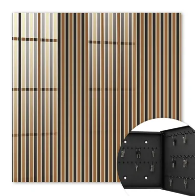 Produktbild von Metall Schlüsselkasten 30 x 30 cm - schwarzer Schlüsselschrank zur Wandmontage - wandhängende Schlüsselbox mit Tür - rechts öffnend - Schlüsselaufbewahrung für Flur - Büro - Arbeitszimmer - Werkstatt - Garage - Minimalistische Streifen