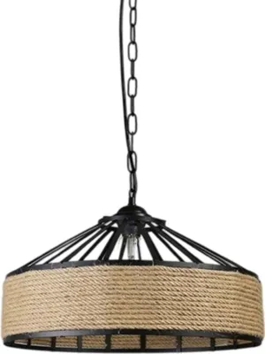 Produktbild von Hanfseil-Pendelleuchte - Schwarz - Ø30 cm - E27 - Retro-Design - Innenbeleuchtung