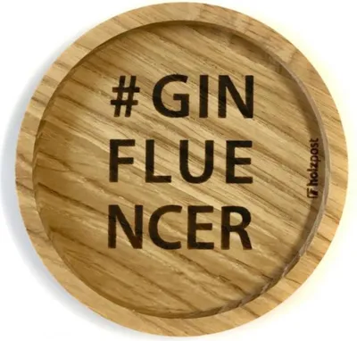 Produktbild von holzpost Untersetzer #GINFLUENCER Eiche 11,2cm