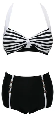 Produktbild von Retro-Bikini – Push-Up, hohe Taille – Schwarz