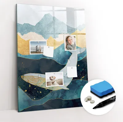 Produktbild von Magnetpinnwand Memoboard - Zubehörsatz - Schwarzer Marker + Schwamm + Magnete - 70 x 100 cm - Marmorwal