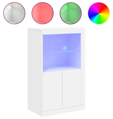 Obrázek produktu pro vidaXL Boční skříňka s LED světly bílá materiál na bázi dřeva
