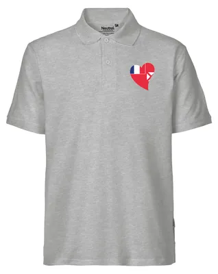 Produktbild von Huuraa Herren Polo Shirt Wallis und Futuna Flagge Herz M Sport Grey Bio Baumwolle Fairtrade Poloshirt Geschenkidee