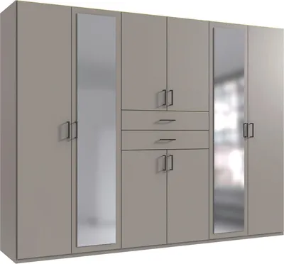 Produktbild von Kleiderschrank - 270 x 208 cm - 8 Türen - 2 Schubladen - Saharagrau - mit Spiegel