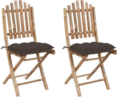 Produktbild von Möbel Klappbare Gartenstühle 2 Stk. mit Kissen Bambus - Gartenstühle 3064010