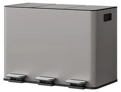 Produktbild von Küchen Mülleimer - Treteimer 3x15L - 3 Fächer Mülltrennung - Edelstahl - Soft Close Deckel - Grau