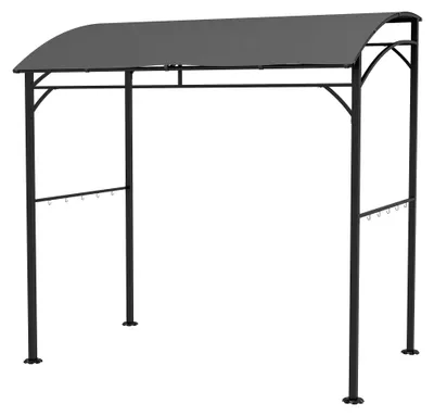 Produktbild von Grillpavillon, Grillüberdachung, Regenschutz, Haken für Utensilien, Stahlrahmen, Dunkelgrau, 215 x 150 x 182/220 cm