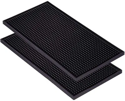 Immagine prodotto di Tappetini antiscivolo per piano bar - Confezione da 2 - Foglio di gomma nera - 29,5x15 cm - Per cucina/bar - Antiscivolo - Tappetino per bar
