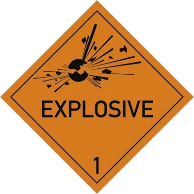 Produktbild von Dreifke® Gefahrzettel Klasse 1 Text EXPLOSIVE, Folie, 100x100 mm