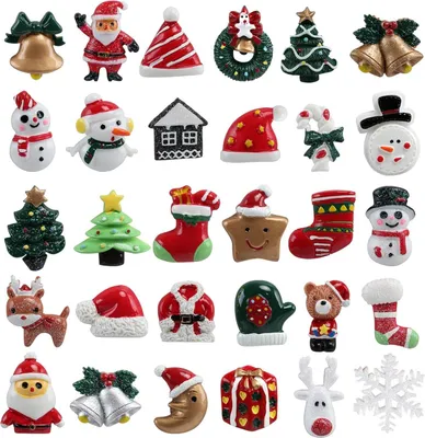 30 Mini-Harz-Weihnachtsfiguren, gemischt, 2-3 cm, Deko