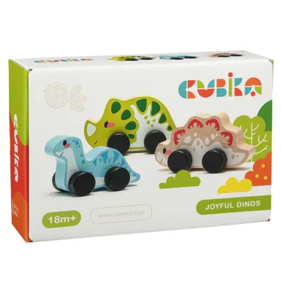 Obrázok produktu pre Cubika, drevená hračka, drevená hracia súprava s dinosaurami, pestrofarebná