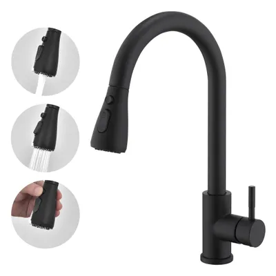 Produktbild von Wasserhahn Küche 360°Schwenkbar Küchenarmatur 3 Strahlarten Geschirrbrause 35cm Mischbatterie Küche Einhebel Spülarmaturen Küche Schwarz