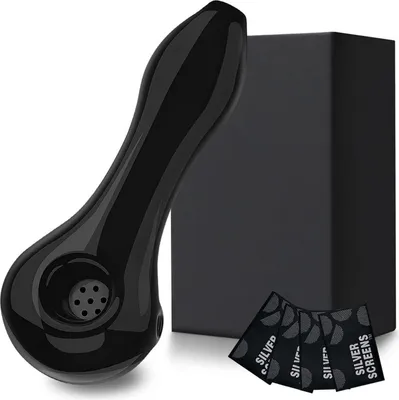 Immagine prodotto di Tubo di vetro 11 cm Nero Vetro resistente al calore Filtro a 7 fori con filtri in acciaio inox