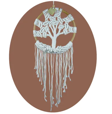 Obrázek produktu pro Lapač snů Dreamcatcher Strom života snů Wind Chime Dárková dekorace Závěsná bílá 28 x 80 cm