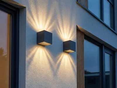 Produktbild von 2er Set Up and Down LED Außenwandleuchte Würfel aus Aluminium Anthrazit, 10x10cm