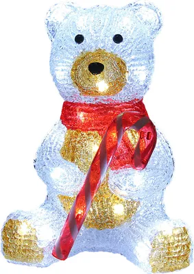 Produktbild von DEUBA® LED Acryl Figur Teddy Außen Innen 25cm Groß Weihnachten Weihnachtsdeko Eisbär beleuchtet Deko Weihnachtsfiguren Weihnachtsbeleuchtung Kaltweiß