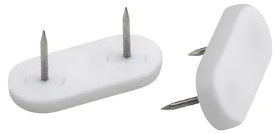 Image de Patin de meuble en plastique - Blanc - 45 x 20 mm - Lot de 4 - Avec clou
