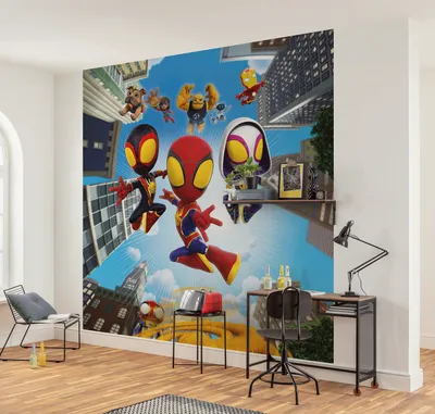 Produktbild von Komar Vlies Fototapete - Marvel Spidey and His Amazing Friends Web Spinners - Größe 250 x 250 cm