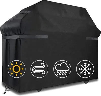 Produktbild von Famanu Grillabdeckung Wasserdicht - 145x61x117 cm - Robuste BBQ-Abdeckung - Schwarz
