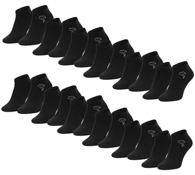 Produktbild von 12 Paar Sneaker Socken Damen & Herren - Kurze Halbsocken - Sportsocken Baumwolle - Schwarz - 39/42